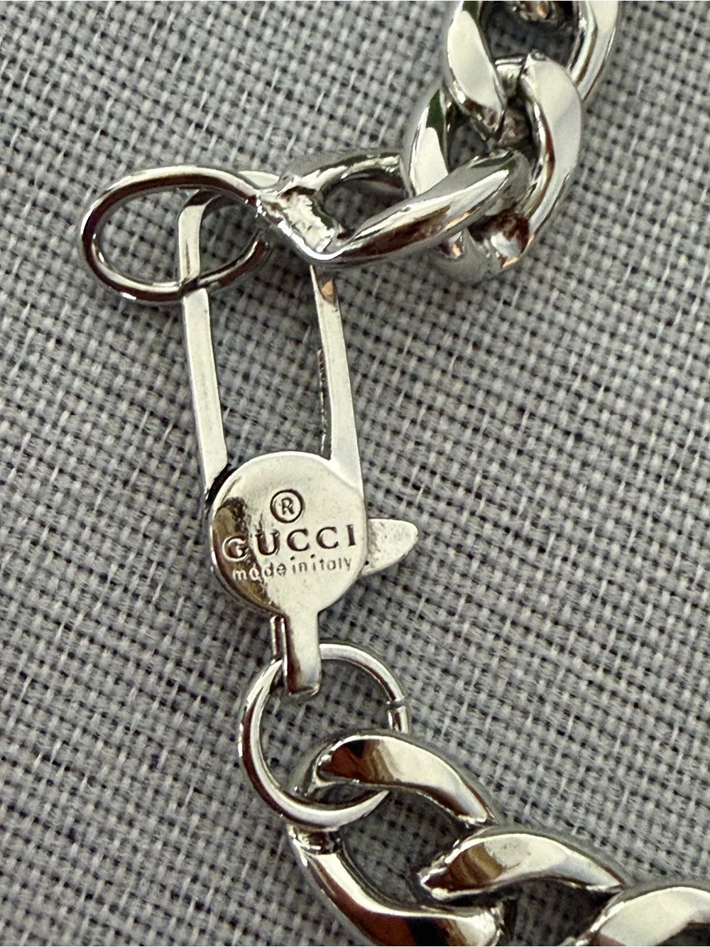 Sterling Silver GucciGhost Hamlet Skull ID Chain Bracelet